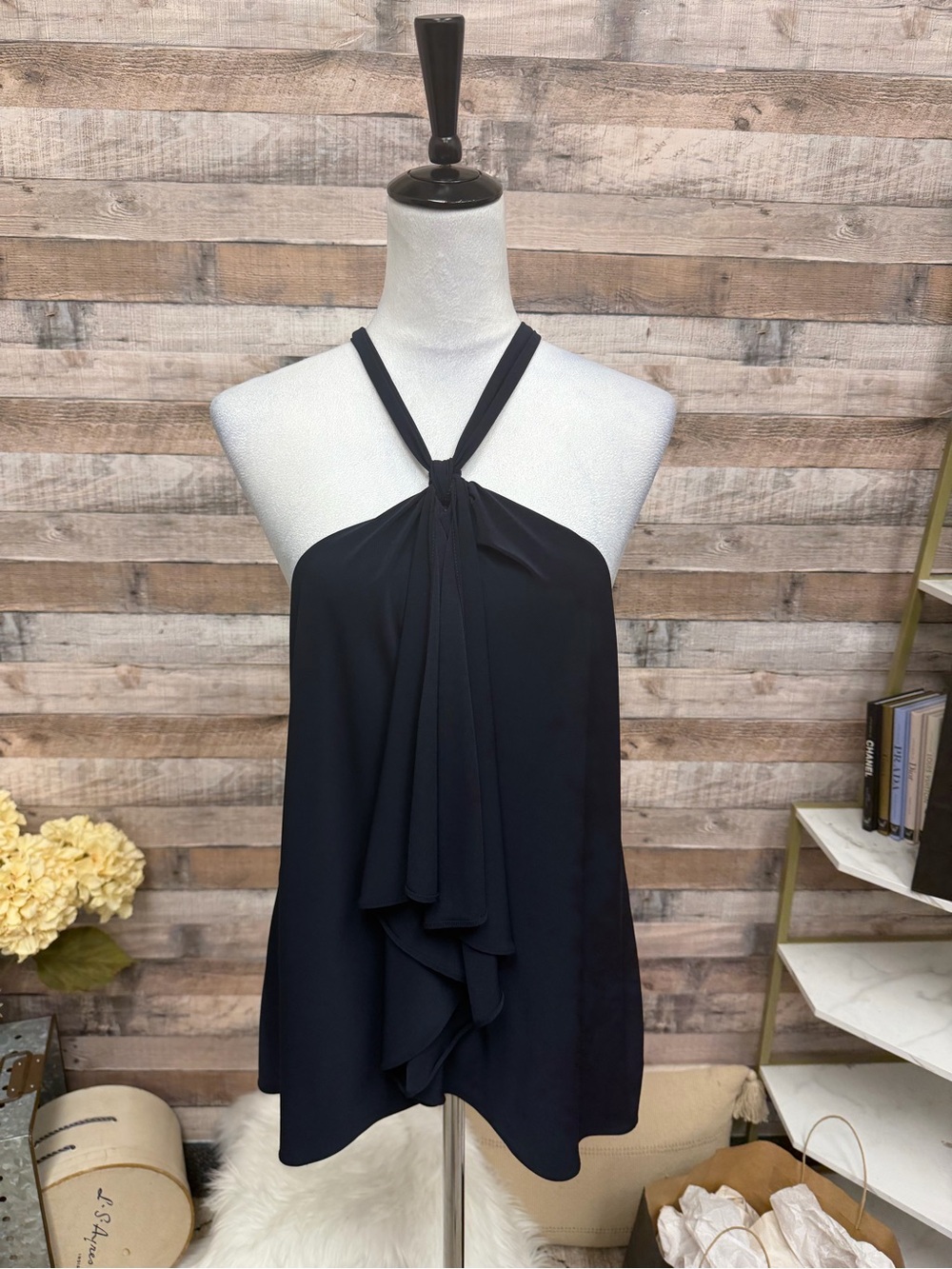 Chaps Navy Halter Neck Tank Top